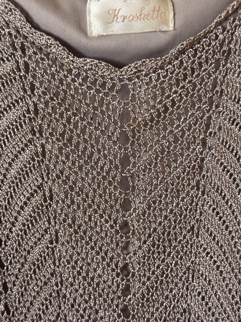 Stunning Knit Slip Dress Knit Maxi Dress Taupe Boho Chic‎ Kroshetta Small Lined - Picture 3 of 9